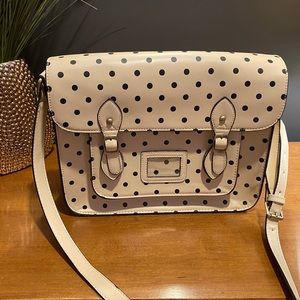 NWOT polka dot cream/black messenger bag